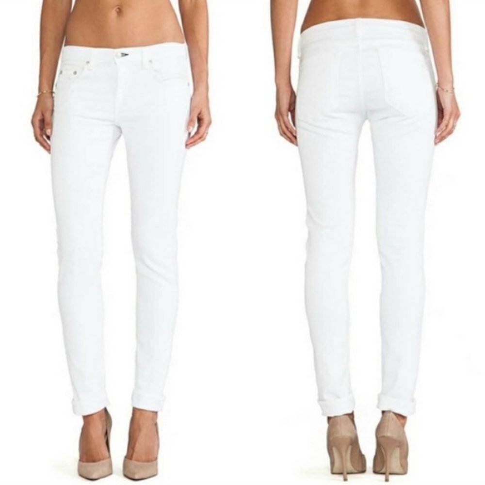 RAG & BONE The Dre Aged Bright White Boyfriend Jeans Sz 28